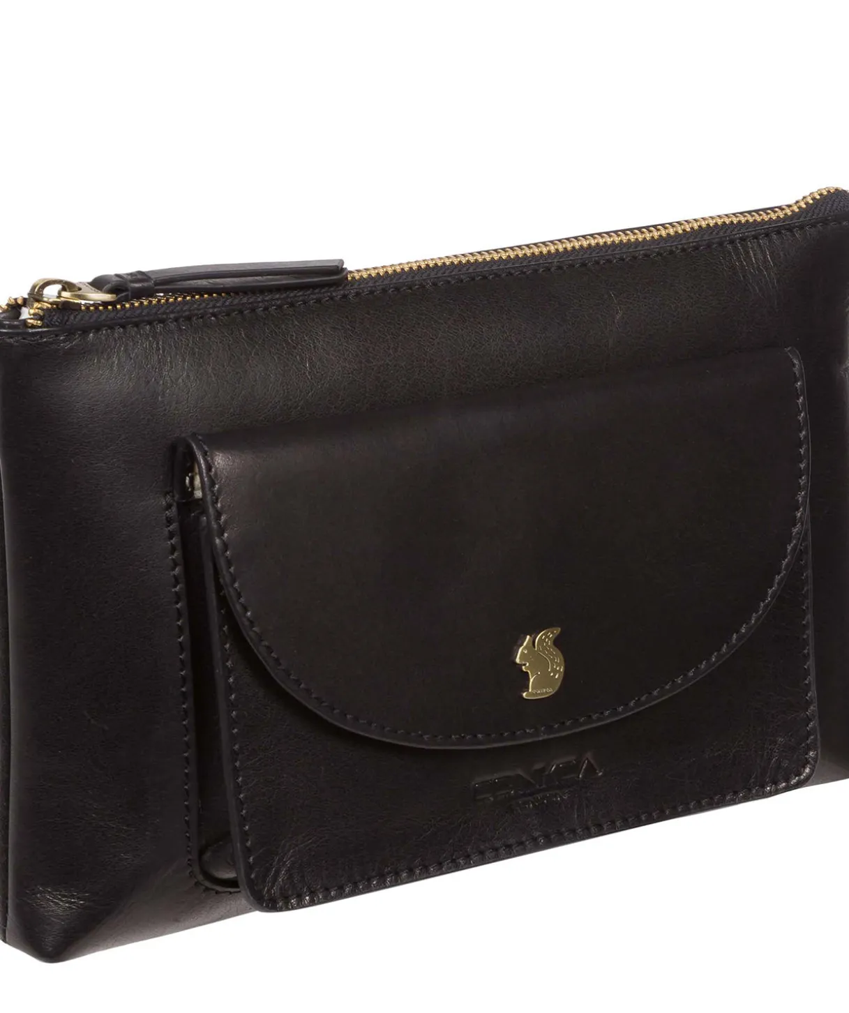 Treasure' Black Leather Clutch Bag