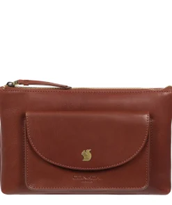 Treasure' Conker Brown Leather Clutch Bag