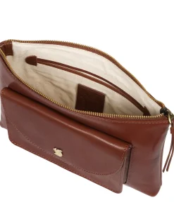 Treasure' Conker Brown Leather Clutch Bag