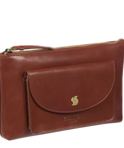 Treasure' Conker Brown Leather Clutch Bag