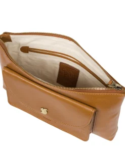 Treasure' Dark Tan Leather Clutch Bag