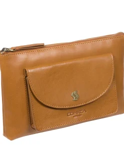 Treasure' Dark Tan Leather Clutch Bag