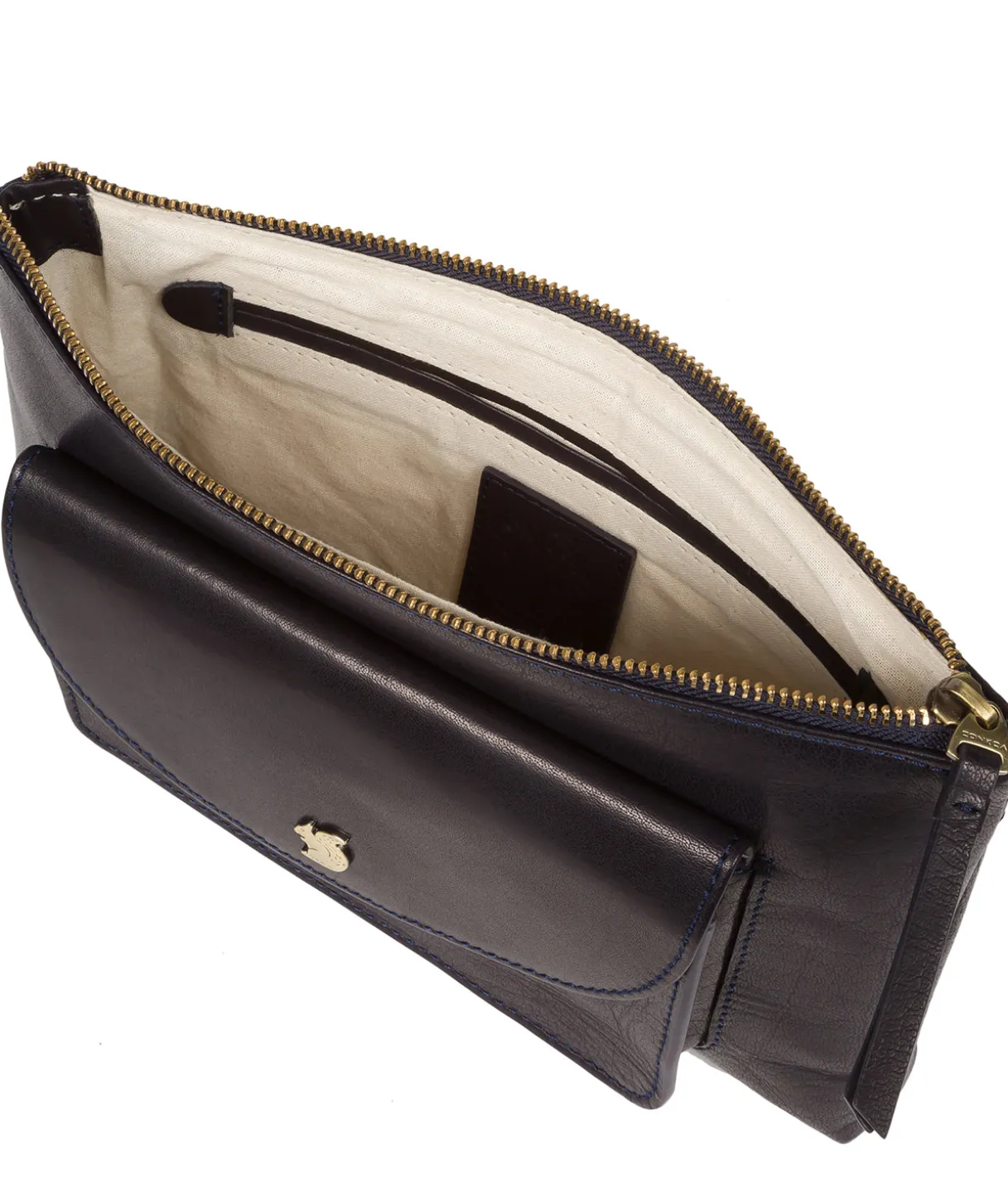 Treasure' Navy Leather Clutch Bag