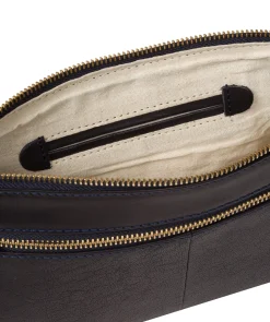 Treasure' Navy Leather Clutch Bag