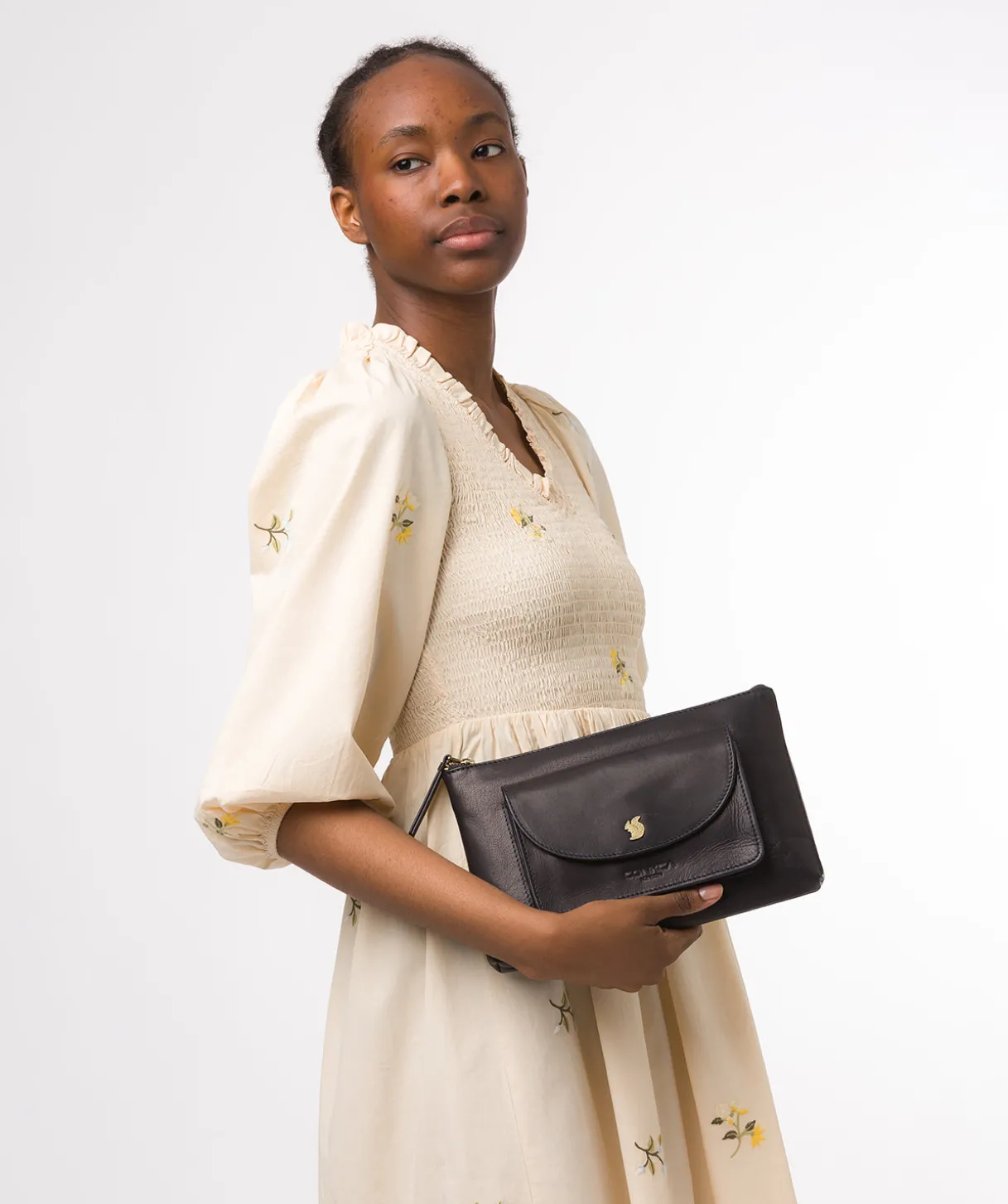 Treasure' Navy Leather Clutch Bag