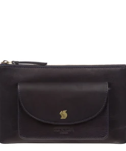 Treasure' Navy Leather Clutch Bag