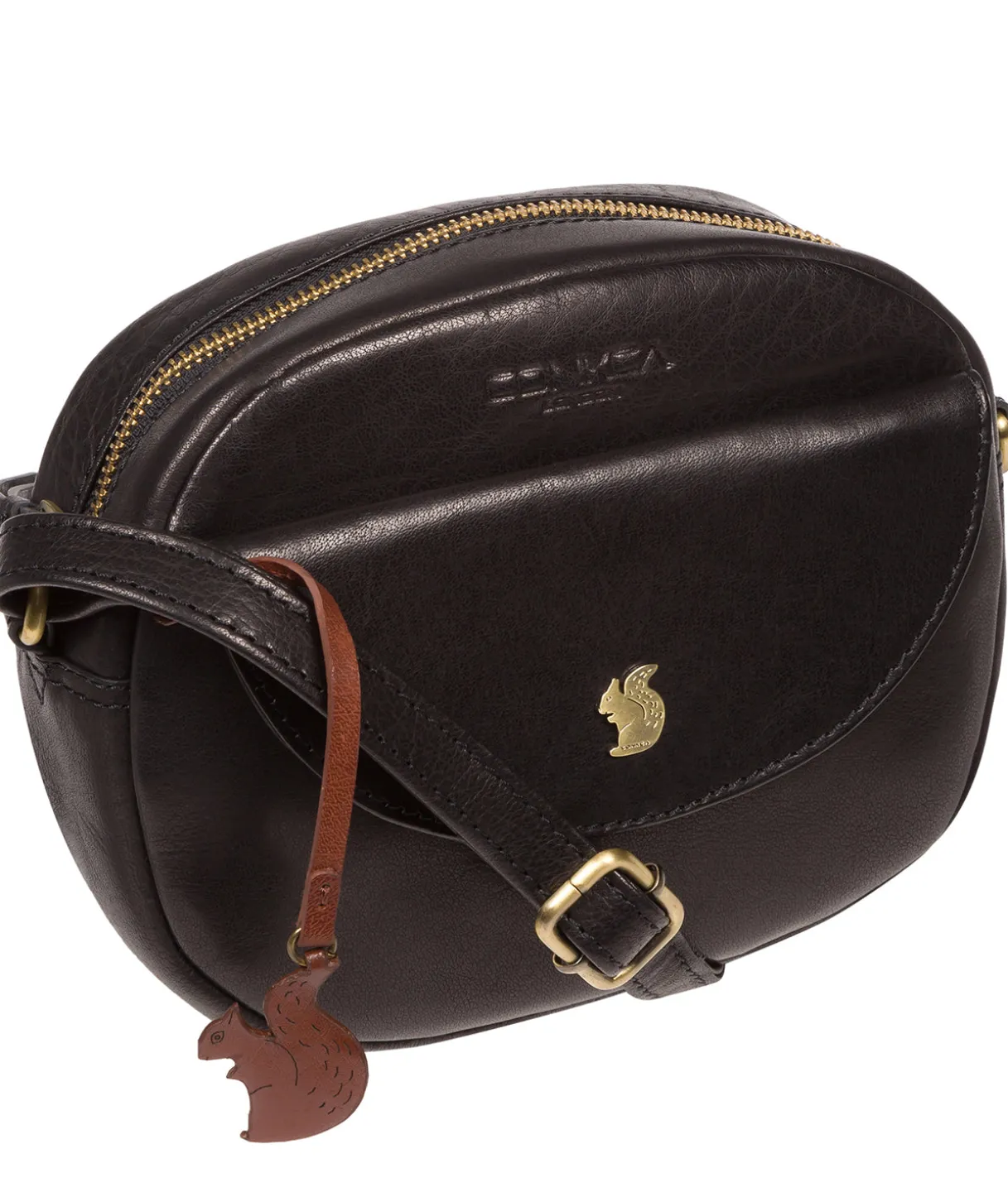 Una' Black Leather Cross Body Bag