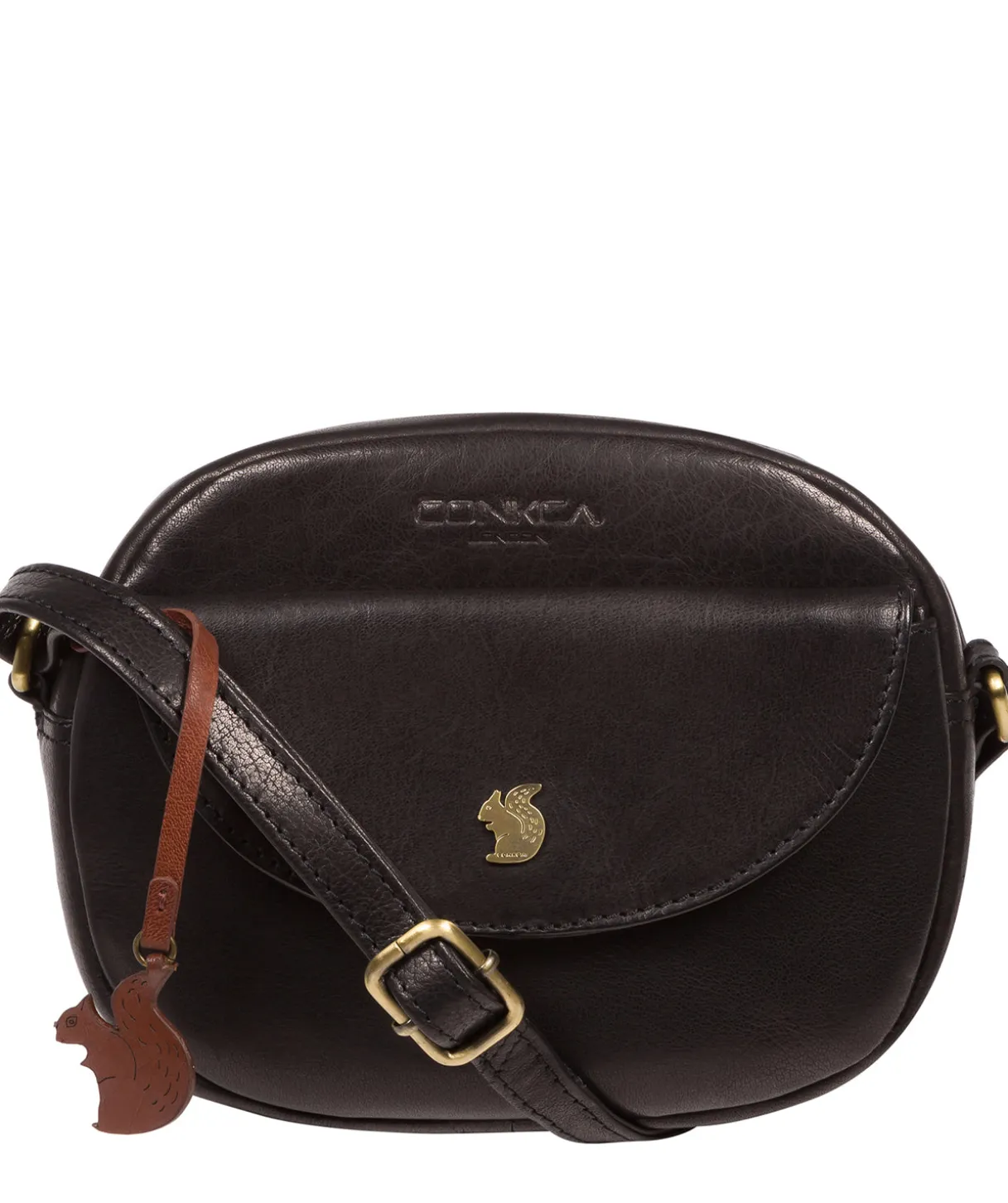 Una' Black Leather Cross Body Bag