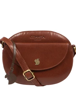 Una' Conker Brown Leather Cross Body Bag