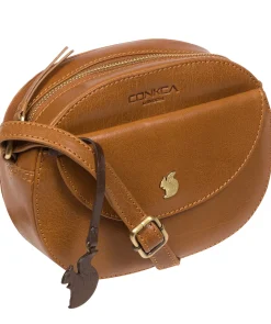 Una' Dark Tan Leather Cross Body Bag