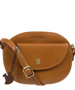 Una' Dark Tan Leather Cross Body Bag