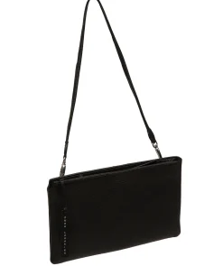 Venetia' Black Leather Grab Clutch Bag