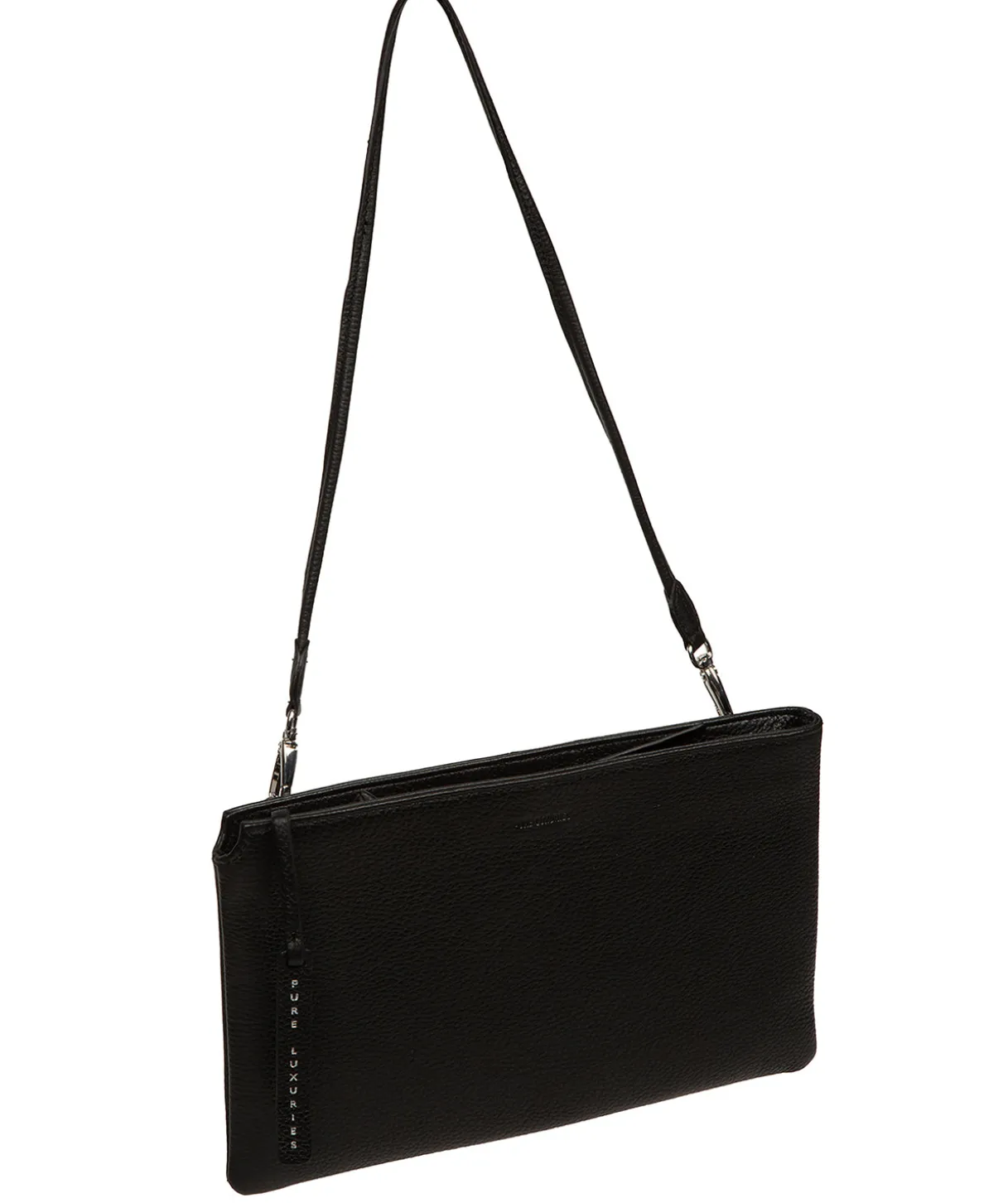 Venetia' Black Leather Grab Clutch Bag