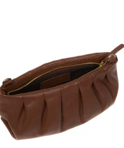 Victoria' Dark Tan Nappa Leather Grab Clutch Bag