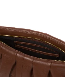 Victoria' Dark Tan Nappa Leather Grab Clutch Bag