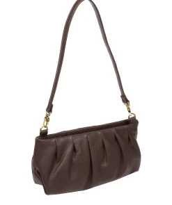 Victoria' Hot Fudge Nappa Leather Grab Clutch Bag