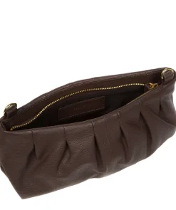 Victoria' Hot Fudge Nappa Leather Grab Clutch Bag