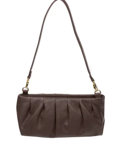 Victoria' Hot Fudge Nappa Leather Grab Clutch Bag