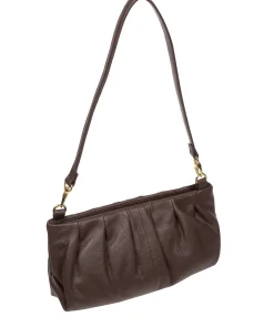 Victoria' Hot Fudge Nappa Leather Grab Clutch Bag