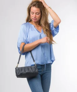 Victoria' Navy Nappa Leather Grab Clutch Bag