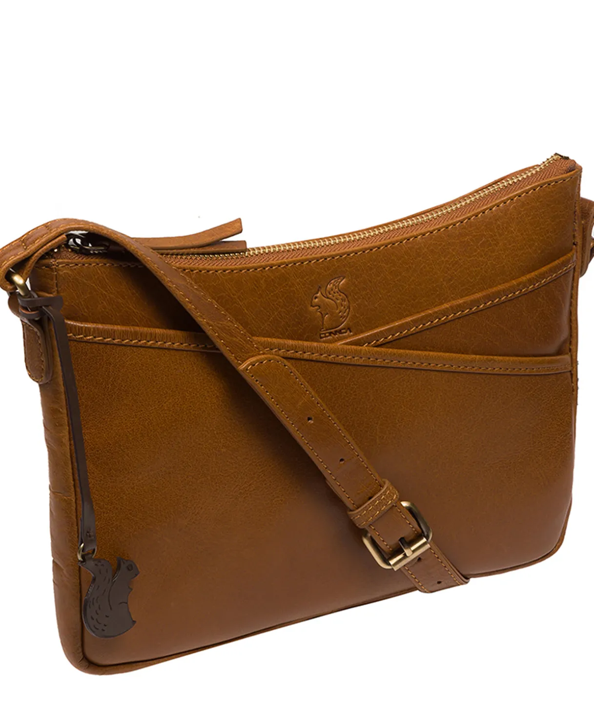 Viola' Dark Tan Leather Cross Body Bag