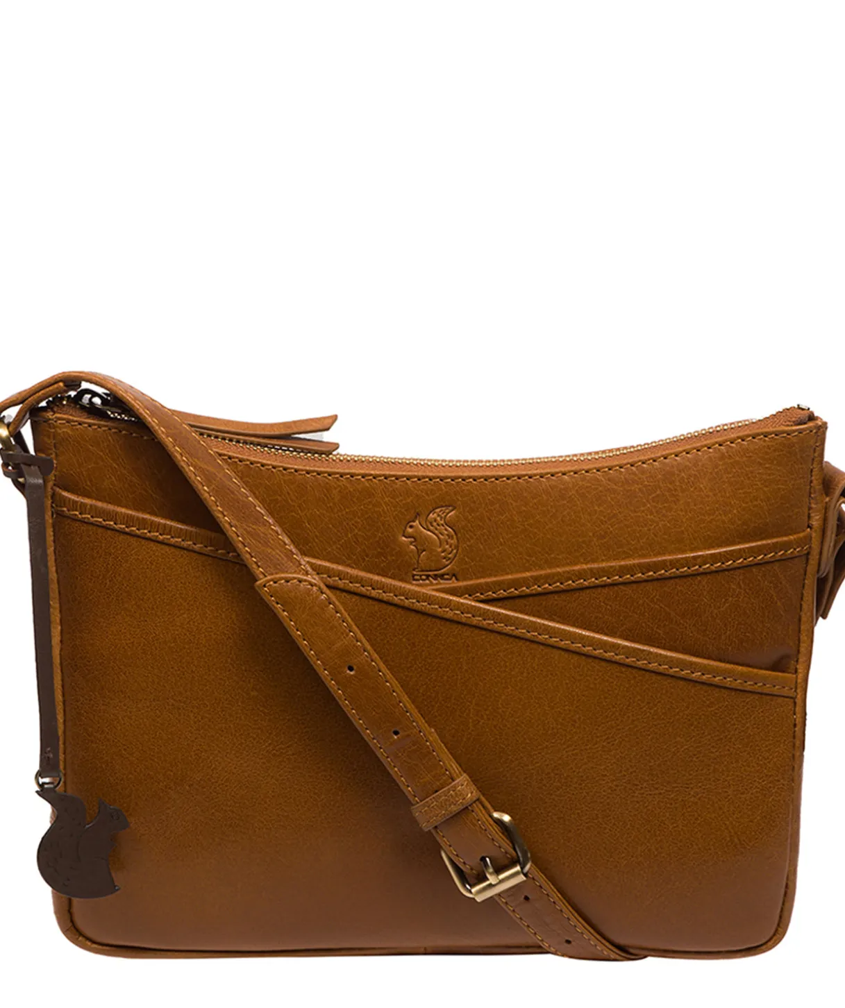 Viola' Dark Tan Leather Cross Body Bag