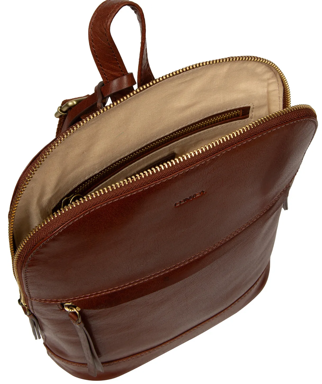 Violetta' Conker Brown Leather Backpack