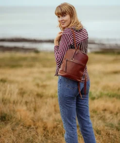 Violetta' Conker Brown Leather Backpack