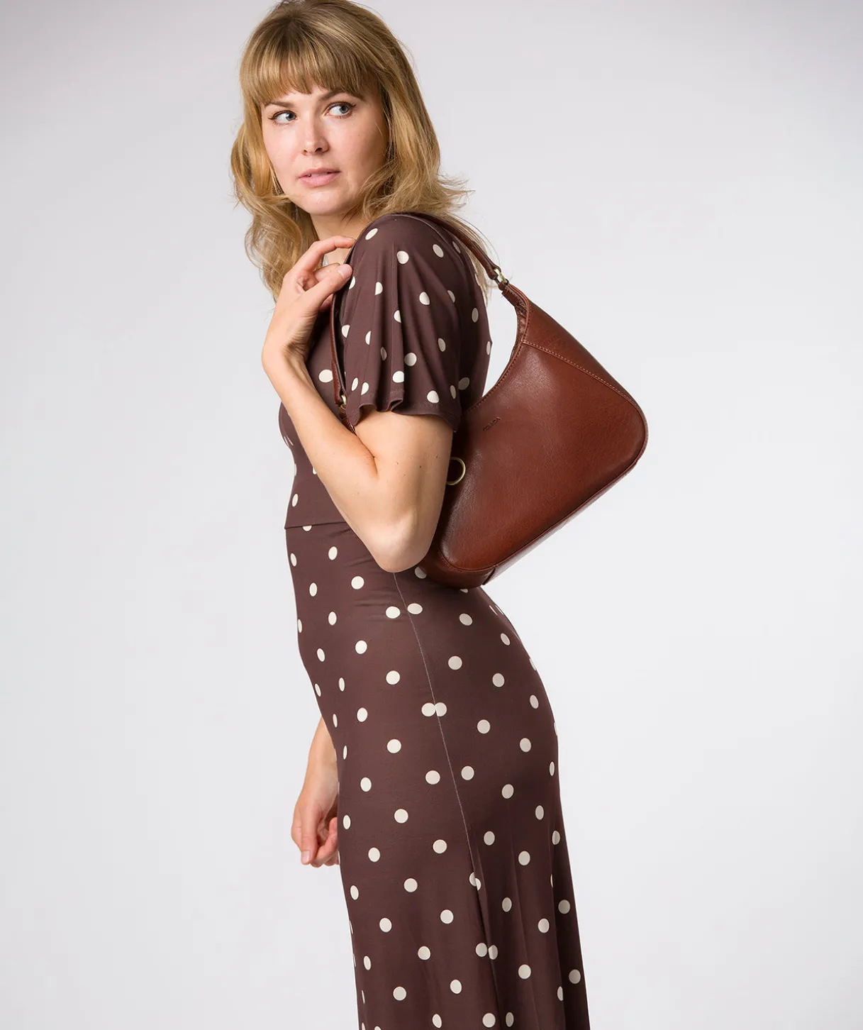 Vivienne' Conker Brown Leather Grab Bag