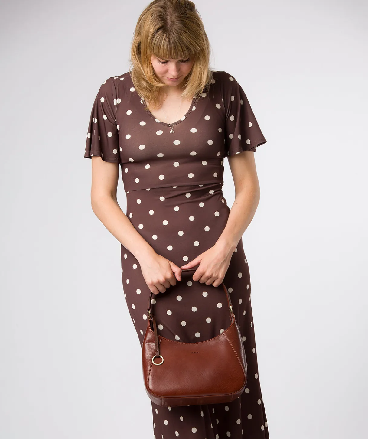 Vivienne' Conker Brown Leather Grab Bag