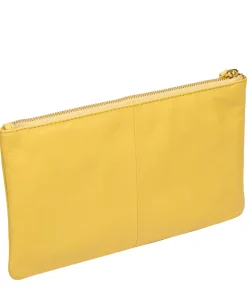 Wilmslow' Lemon Drop Nappa Leather Clutch Bag