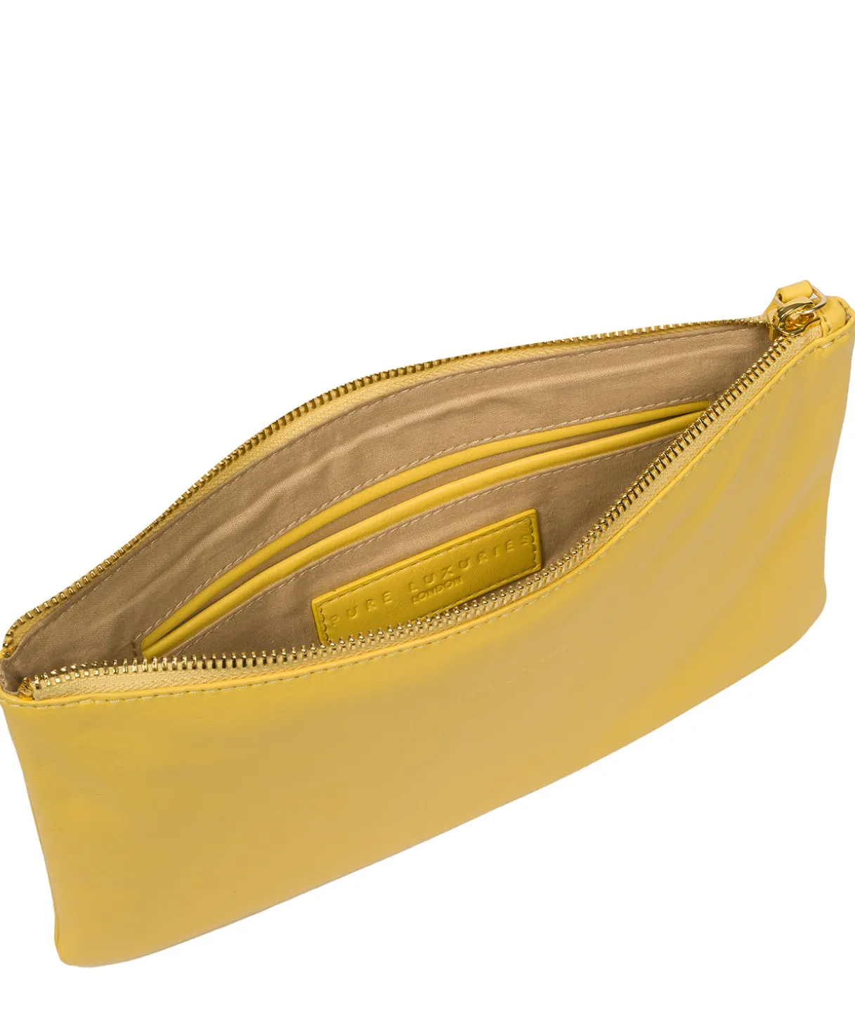 Wilmslow' Lemon Drop Nappa Leather Clutch Bag