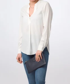 Wilmslow' Navy Nappa Leather Clutch Bag