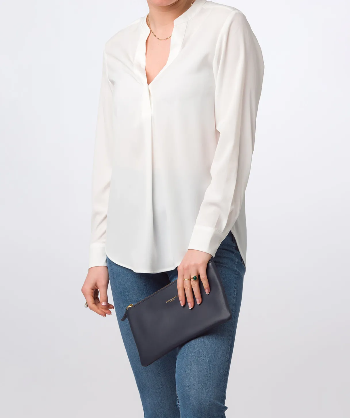 Wilmslow' Navy Nappa Leather Clutch Bag
