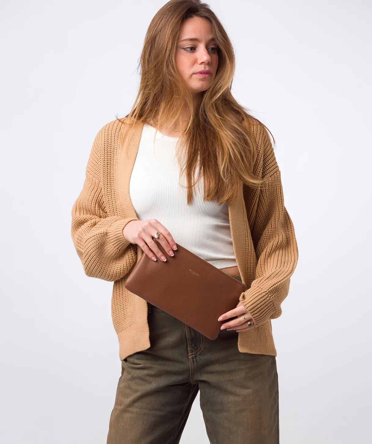 Wilmslow' Tan Nappa Leather Clutch Bag