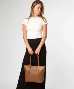 Wimbley' Tan Leather Tote Bag