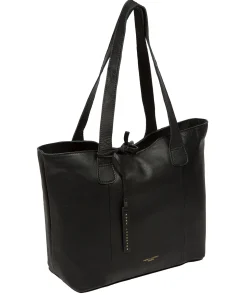 Windsor' Black Leather Tote Bag