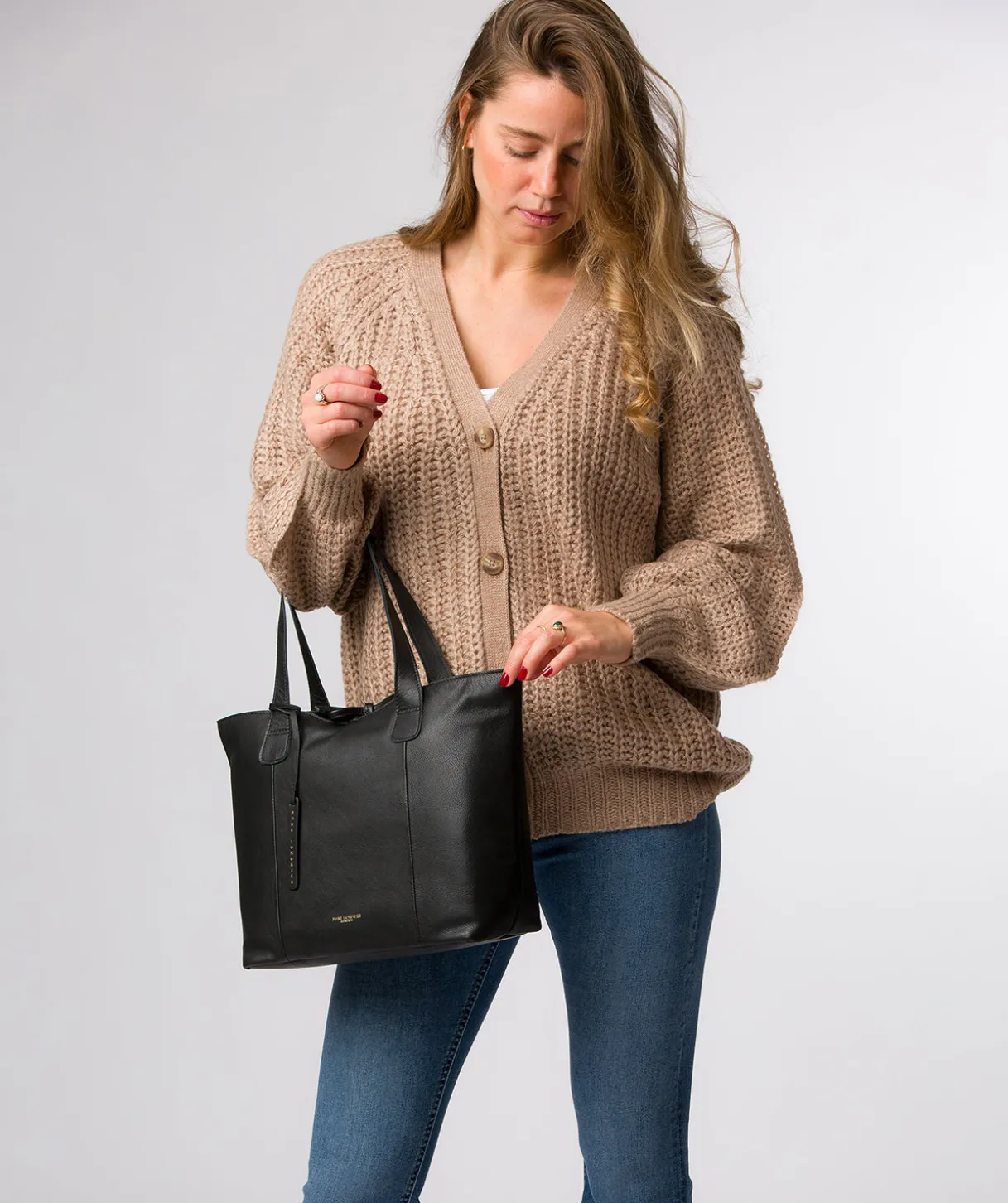 Windsor' Black Leather Tote Bag