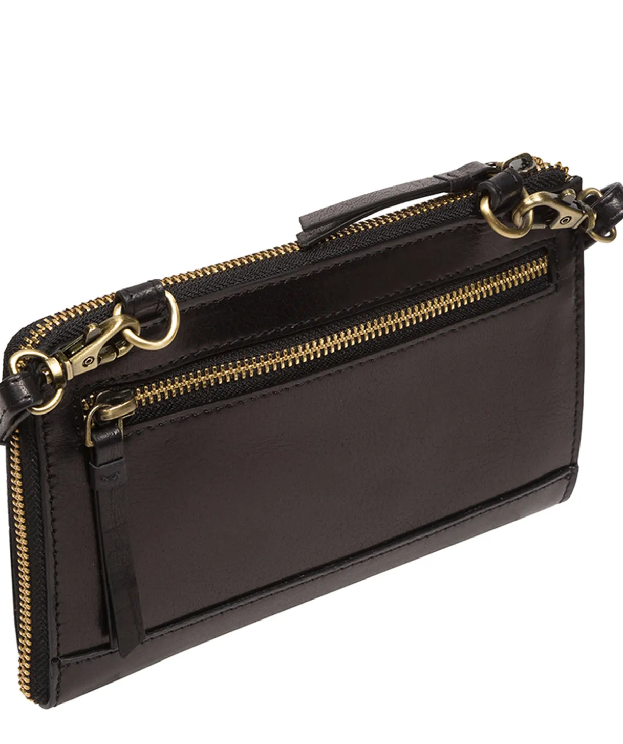 Winnie' Black Leather Cross Body Phone Clutch Bag