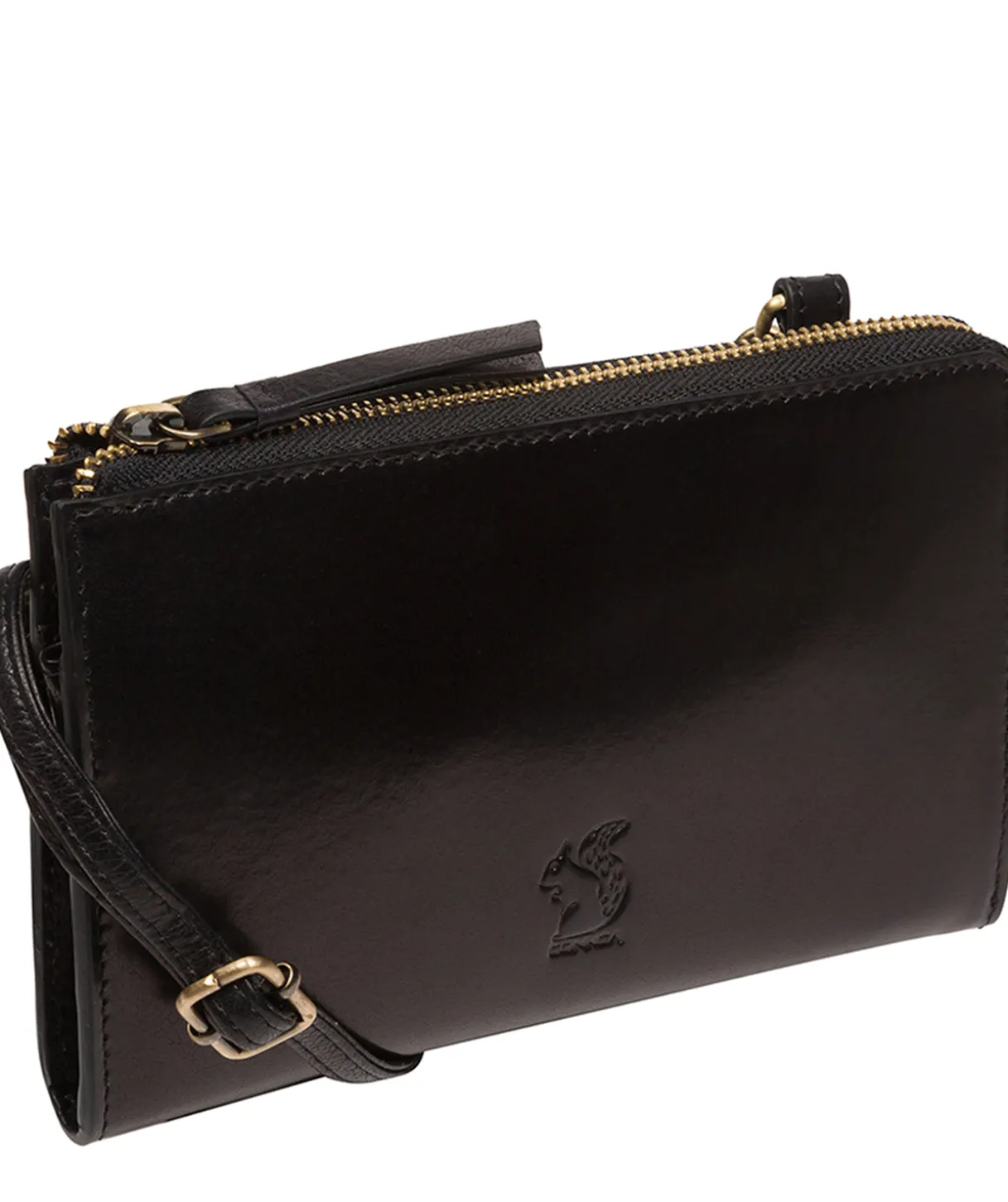 Winnie' Black Leather Cross Body Phone Clutch Bag