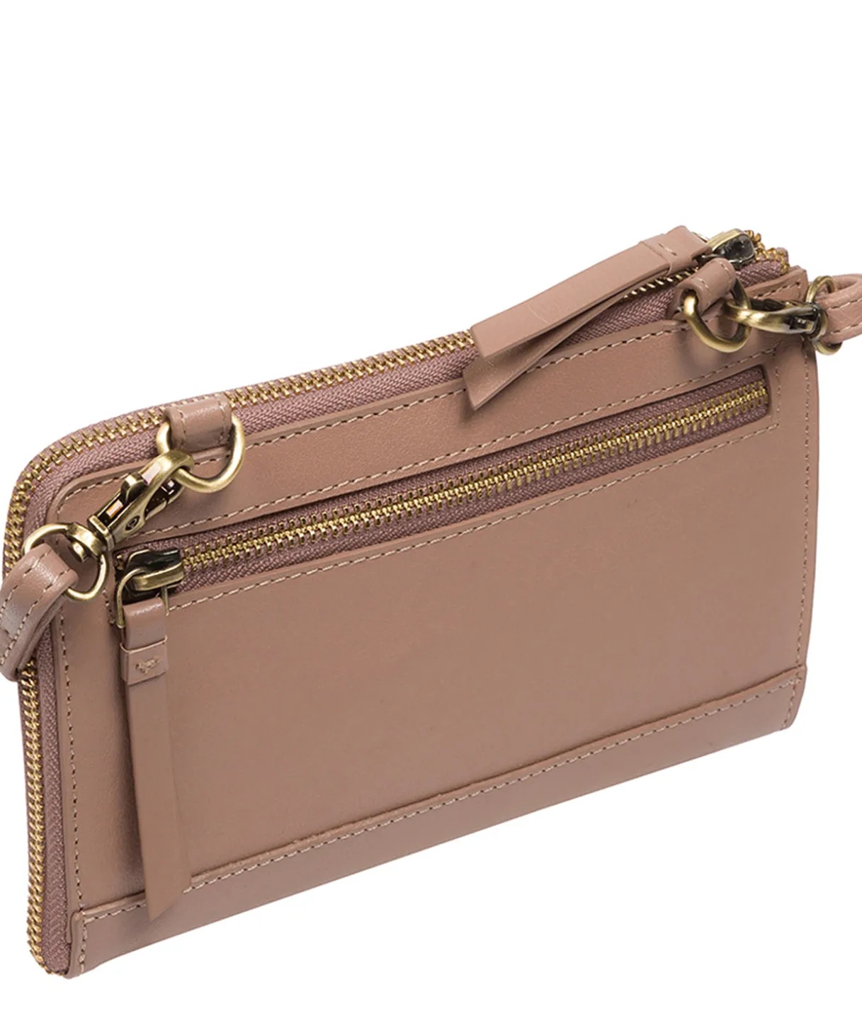 Winnie' Natural Taupe Leather Cross Body Phone Clutch Bag