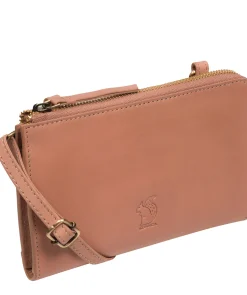 Winnie' Subtle Pink Leather Cross Body Phone Clutch Bag