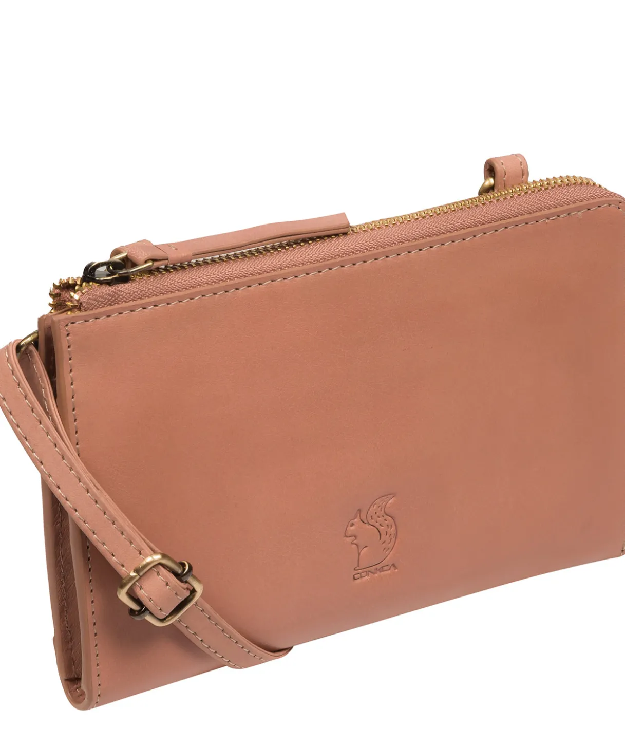 Winnie' Subtle Pink Leather Cross Body Phone Clutch Bag