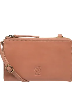 Winnie' Subtle Pink Leather Cross Body Phone Clutch Bag