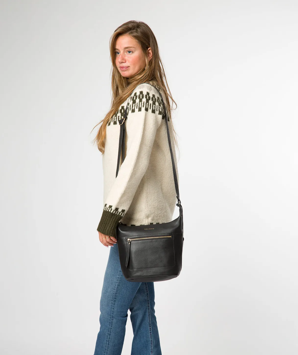 Wittering' Black Leather Shoulder Bag