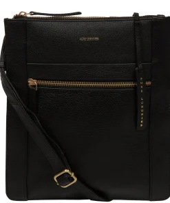 Wren' Black Leather Cross Body Bag