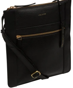 Wren' Black Leather Cross Body Bag