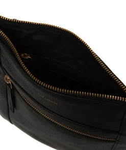 Wren' Black Leather Cross Body Bag
