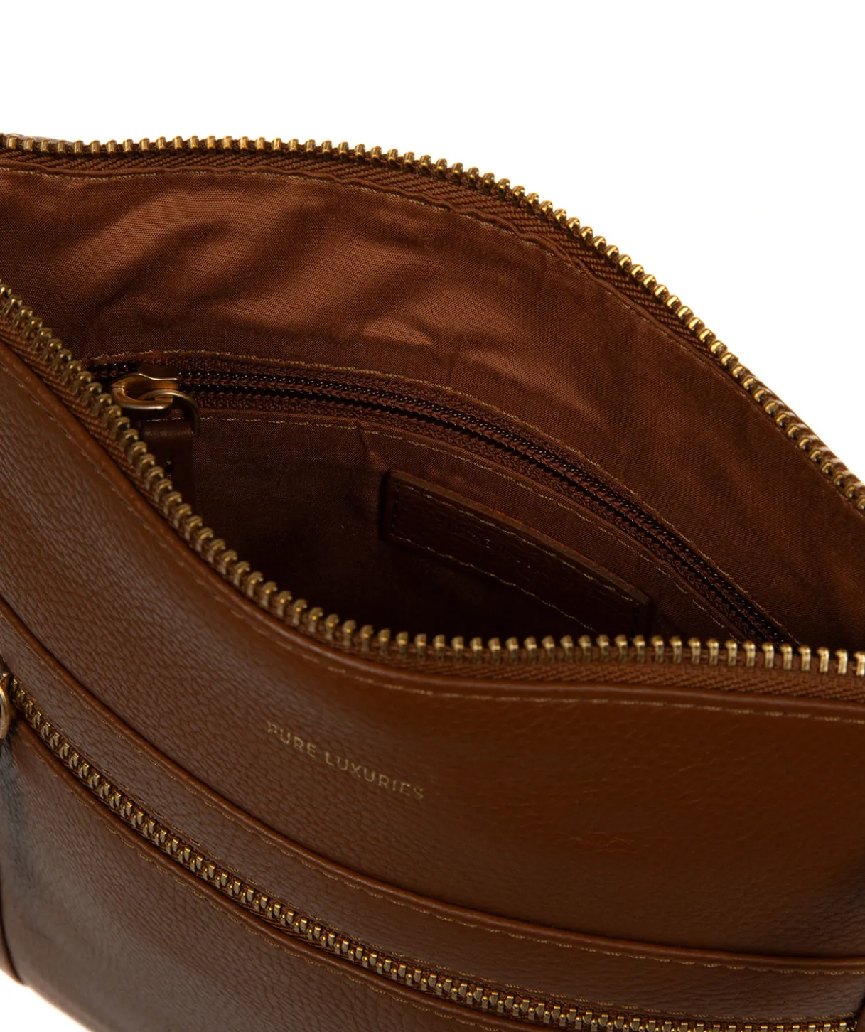 Wren' Rich Tan Leather Cross Body Bag