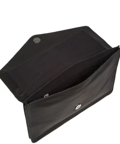 Yara' Black Leather Clutch Bag